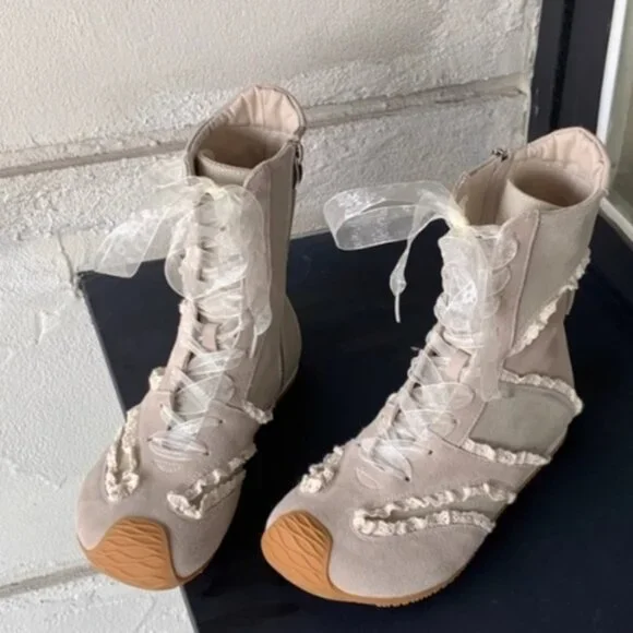 Ladies Shoes Lace up Boots - Picture 1 of 4